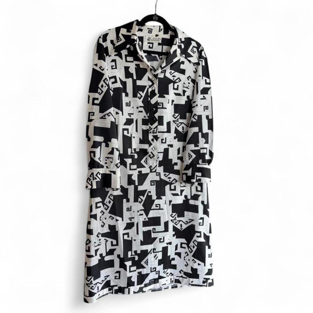 Vintage Lanvin size 16 geometric print shirt dress excellent condition